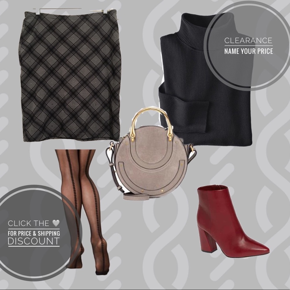 Embellished Diamond Pattern Printed Pencil Skirt